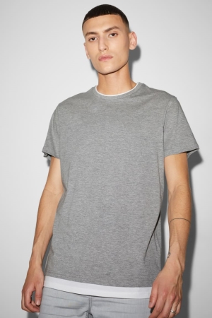 C&A 2-in-1 Look T-shirts Grijs | QPC-869372