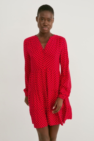 C&A A-line Polka Dot Jurken Rood | MVF-431750
