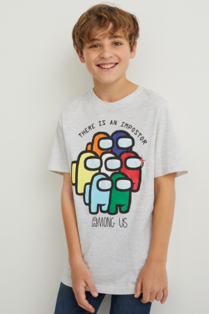 C&A Among Us Sleeve T-shirts Lichtgrijs | IRN-609458