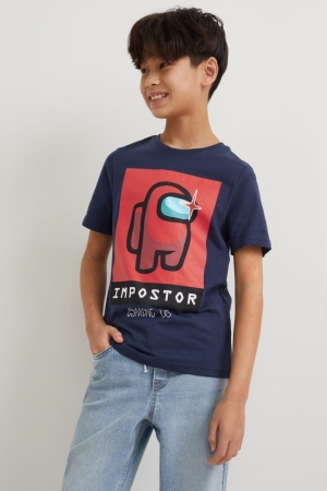 C&A Among Us Sleeve With In-conversion Katoenen T-shirts Donkerblauw | TLY-486709