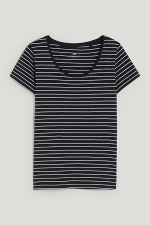 C&A BasicOrganic Katoenen Gestreept T-shirts Zwart Wit | XAK-380621