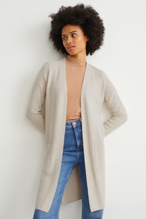 C&A Basic Cardigan Creme | DWS-965283