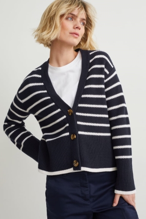 C&A Basic Gestreept Cardigan Blauw Wit | ECQ-398610