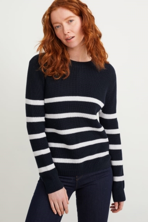 C&A Basic Gestreept Jumpers Donkerblauw | GUK-894513