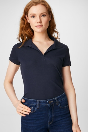 C&A Basic Polo Organic Katoenen Overhemd Donkerblauw | KTS-745216