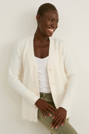C&A Basic Recycled Cardigan Wit | YDA-614832