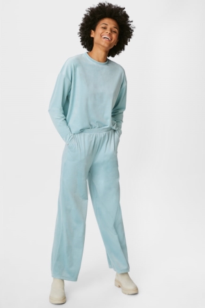 C&A Basic Velvet Recycled Broek Mintgroen Groen | ZRN-063491