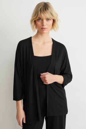 C&A Basic With Lenzing™ Ecovero™ Cardigan Zwart | FEY-905142