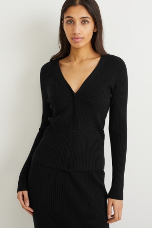C&A Basic With Lenzing™ Ecovero™ Cardigan Zwart | UIH-329640