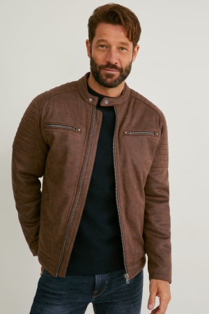C&A Biker Faux Leren Jassen Bruin | TMA-265901
