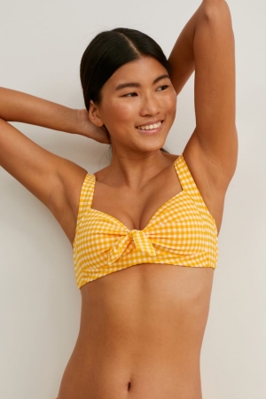 C&A Bikini Gewatteerd Lycra® Xtra Life™ Check Zwemkleding Geel | BJP-209675