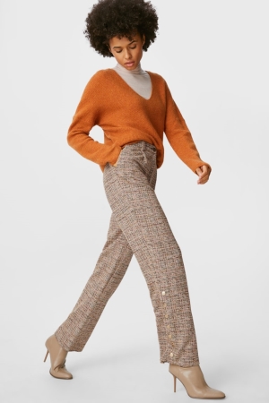 C&A Bouclé Rechtdoor Fit Shiny Broek Beige | HXO-095674