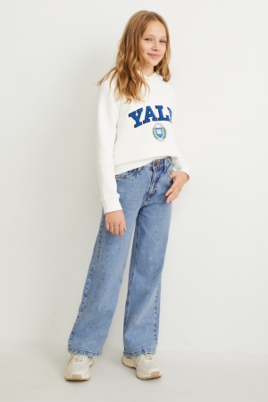 C&A Brede Leg Jeans Blauw Lichtblauw | UBE-718653