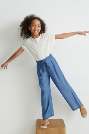 C&A Brede Leg Tencel™ Lyocell Fibres Broek Blauw | JUY-968713