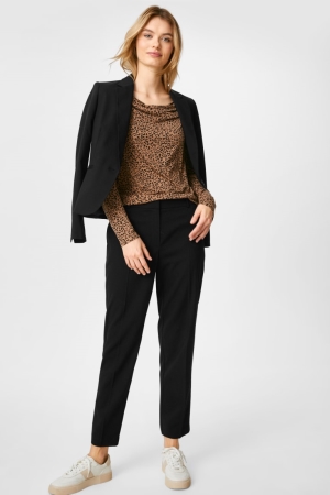 C&A Business Klassieke Slim Fit Recycled Broek Zwart | NDL-785610