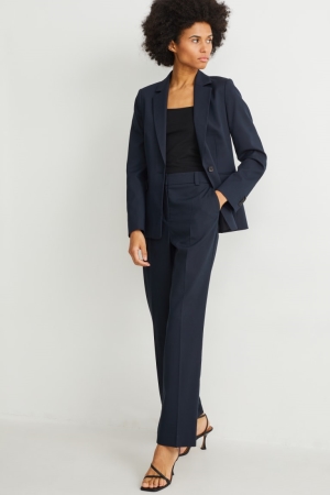 C&A Business Mid-rise Taille Rechtdoor Fit Recycled Broek Donkerblauw | BDV-638205