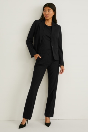 C&A Business Mid-rise Taille Rechtdoor Fit Broek Zwart | IVE-579143