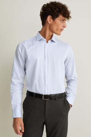 C&A Business Regular Fit Cutaway Collar Easy-iron Overhemd Lichtblauw | JIL-521746