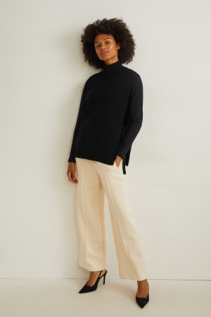 C&A Cashmere Blend Poncho Hoodie Zwart | MIP-506872