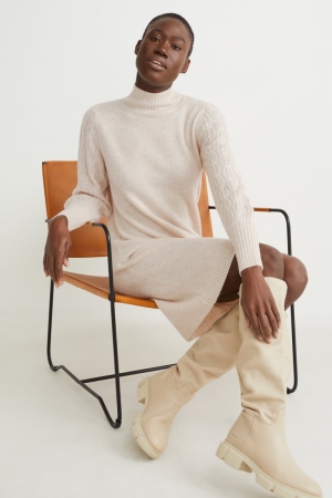 C&A Cashmere Jurken Beige | UPD-169845