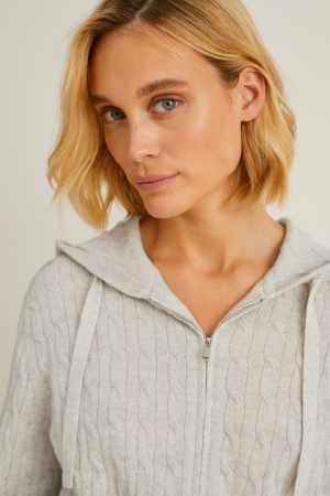 C&A Cashmere With Hood Cardigan Wit | JME-912384