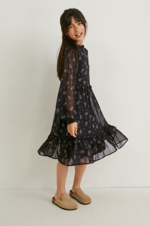 C&A Chiffon Patterned Jurken Zwart | RFD-709485