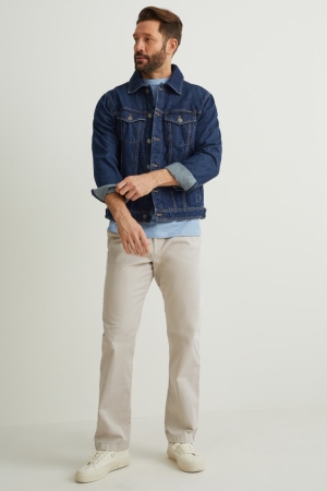 C&A Chinos With Belt Regular Fit Broek Grijs Bruin | QJD-457128