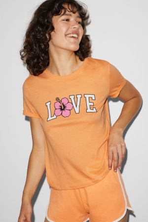 C&A ClockhouseFloral T-shirts Oranje | MXB-043125