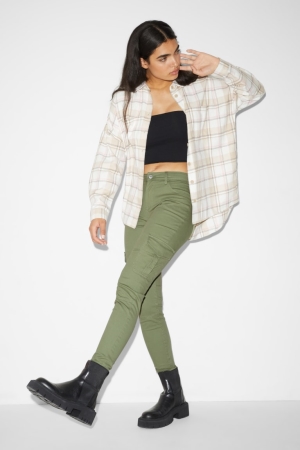 C&A Clockhouse Cargo High Taille Mager Fit Broek Groen | RWY-457293
