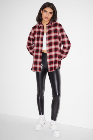 C&A Clockhouse Check Blouse Rood Zwart | BCQ-594783