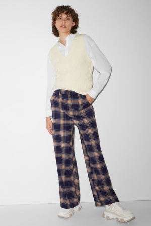 C&A Clockhouse Cloth High Taille Brede Leg Recycled Broek Blauw | JWS-059736