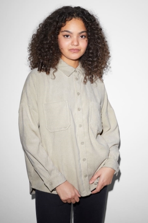 C&A Clockhouse Corduroy Blouse Lichtbeige | INY-670891