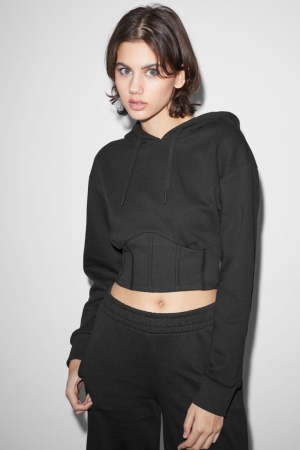 C&A Clockhouse Cropped Hoodie Zwart | ONS-346572