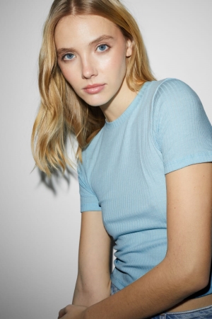 C&A Clockhouse Cropped T-shirts Lichtblauw | BAR-406182