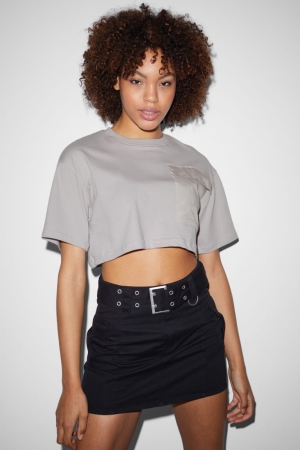 C&A Clockhouse Cropped T-shirts Lichtgrijs | OAY-615948