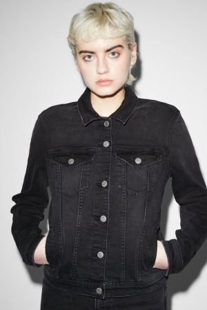 C&A Clockhouse Denim Jassen Zwart | KDW-842506
