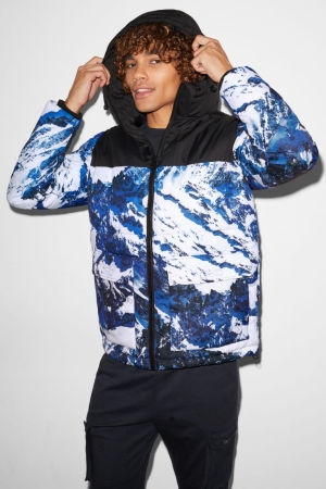 C&A Clockhouse Gewatteerd With Hood Jassen Donkerblauw Wit | LGA-734218
