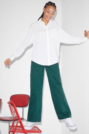 C&A Clockhouse High Taille Brede Leg Broek Donkergroen | VYA-319607