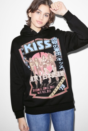 C&A Clockhouse Kiss Hoodie Zwart | UDB-743259