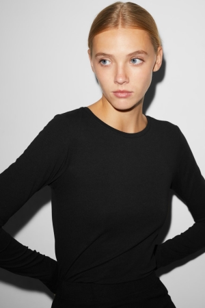 C&A Clockhouse Long Sleeve Recycled Topjes Zwart | OZB-760931