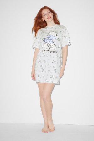 C&A Clockhouse NightThe Smurfs Nachtkleding Wit | MBG-751032