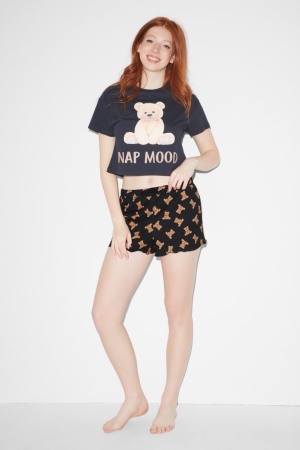 C&A Clockhouse Pyjama Nachtkleding Zwart | LRS-349162