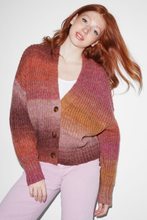 C&A Clockhouse Recycled Cardigan Donkerroze | VSI-180527