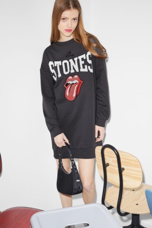C&A Clockhouse Rolling Stones Jurken Donkergrijs | WYO-971436