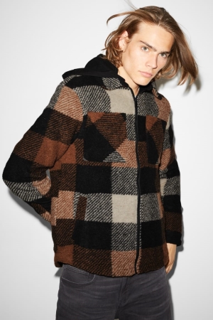 C&A Clockhouse With Hood Check Jassen Bruin | MKE-361574
