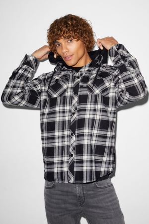 C&A Clockhouse With Hood Check Jassen Zwart Wit | MNS-402567