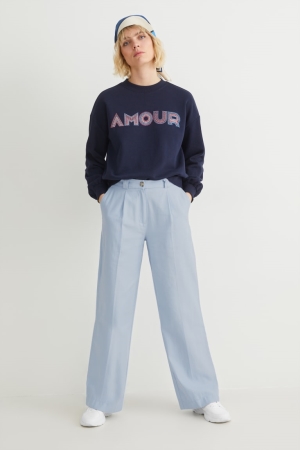 C&A Cloth High Taille Brede Leg Broek Lichtblauw | AHK-605832
