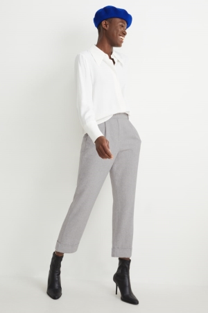 C&A Cloth High Taille Brede Leg Broek Lichtgrijs | AIT-164520