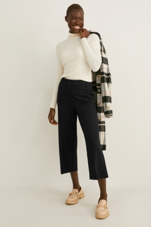 C&A Cloth High Taille Brede Leg Broek Zwart | FLC-396580