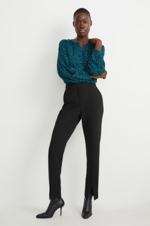 C&A Cloth High Taille Rechtdoor Fit Broek Zwart | EPJ-013487